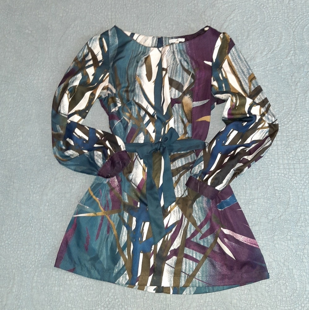 Colourful Zip Back Tie Front Tunic
